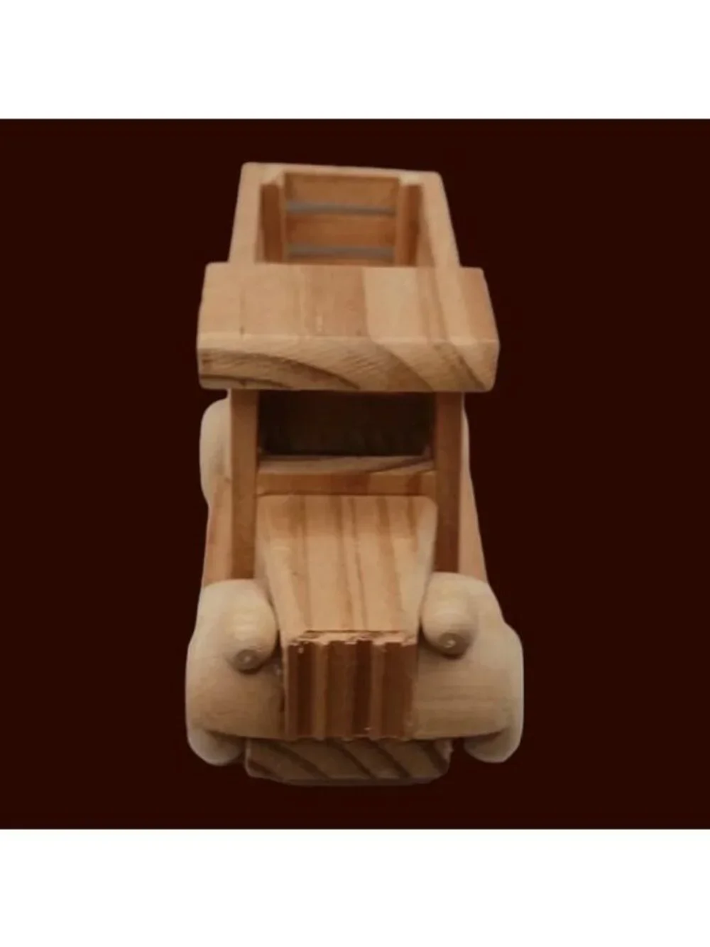 Vtg Natural Wooden Toy Vehicle Lot of 5 Fire Trucks Ambulance Dump & Log Truck